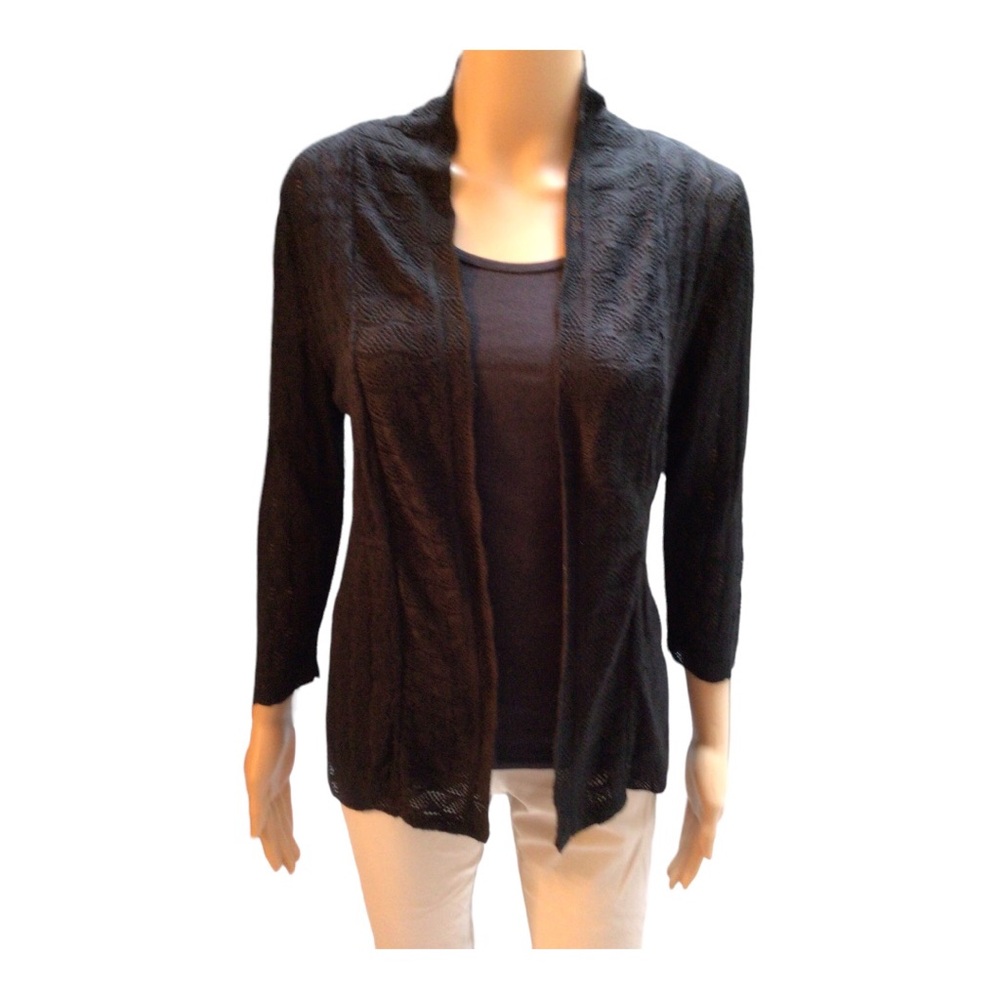 Elementz Black Crochet Lightweight Flyaway Cardigan